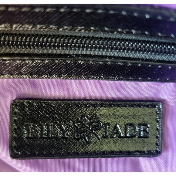 Lily Jade Anna Diaper Bag Black Vegan Leather Purple Lining Rare Discontinued🖤 - Picture 13 of 16